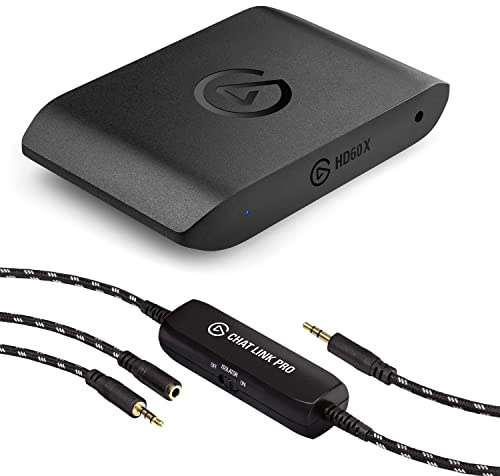 Elgato HD60 X + Chat Link Pro, Stream and record in 1080p60 HDR10 or 4K30, Capture Voice Chat, Gameplay Sound on PS5, PS4/Pro, Xbox Series X/S, Xbox One X/S, in OBS and more, works with PC and Mac