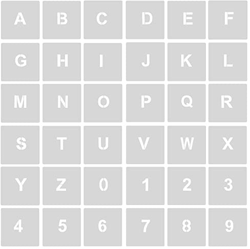 AIEX 36pcs Letter & Number Stencils, 1 Inch Reusable Plastic Letter Number Template for Painting, Wood Sign, Cake Art Projects (White)