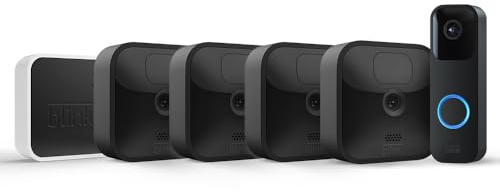Blink Outdoor with two-year battery life | 4-Camera System (Black) + Blink Video Doorbell (Black) | HD Smart Security, motion detection, Alexa enabled