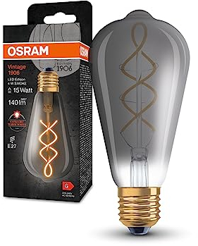 Osram LED-Lampen, Vintage-Edition, 15 Watts Ersatz, E27, ST64-shape, 1800 Kelvin, Warm Comfort Light, Klares Glas, single Pack