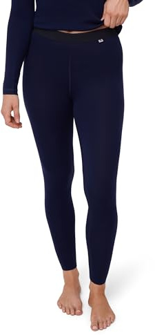 DANISH ENDURANCE Leggings de Lana Merino para Mujer, Ropa Interior Térmica Premium, Azul Marino Oscuro, M