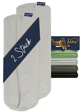 Marie´s Home 2 Stück Kissenbezug 40 x 15 cm Bezug für Nackenrolle 1613.2353, Silber