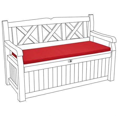 Kosiproducts 2 Seater Bench Seating Pad Cushion to fit Icenic Eden Garden Rattan Furniture 128cm x 50cm (Red) - Bench Not Included
