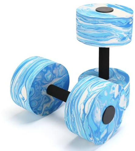 Jellydog Toy Aquatic Exercise Dumbbells, 2PCS Aqua Fitness Barbells, High-Density EVA-Foam Dumbbell Set, Pool Weights Dumbbells Set for Water Aerobics Weight Loss, Pool Fitness, Water Exercise, Blue