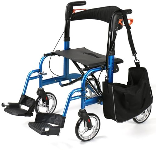 Deambulatore per Anziani con 4 ruote,deambulatore da esterno,Deambulatore per sedia,Rollator pieghevole,Cestino Portaoggetti Rimovibile,con Seduta e poggiapiedi A