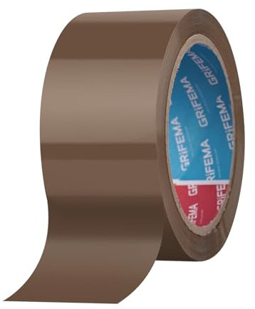 GRIFEMA GA4004-1 Brown Low Noise Packing Tape 1 Roll Strong Heavy Duty Parcel Tape Strong Adhesive Sellotape Industrial Duty Cellotape for Packing Boxes, Moving House(5CM X 66M)