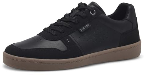 s.Oliver Herren Sneaker flach Low Top Vegan, Schwarz (Black), 43 EU