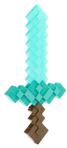 Mattel Minecraft - Spada di Diamanti, giocattolo con luci e suoni con accessorio, attivazione con pulsante e design pixelato dal videogioco, giocattolo per bambini, 6+ anni, JGC43