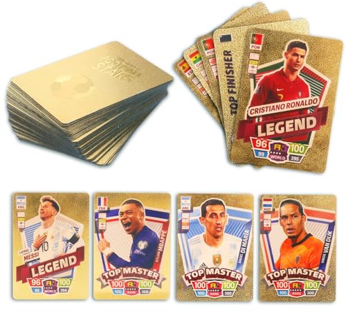 Xzyden 2025 Fußballkarten - Karten-Set für alle Sammler und Fußballfans - enthält 55 der größten Fußballstars der Welt, schaffen Sie unvergessliche Momente (Gold)