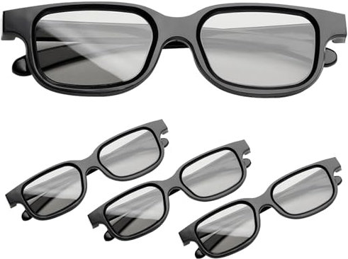 Lot de 4 paires de lunettes 3D pour cinéma, lunettes 3D passives universelles pour enfants et adultes, cinéma maison, cinéma, jeux TV, impression 3D, photos d'anaglyphe (4 noir)