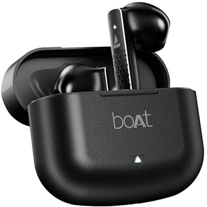 boAt Airdopes 91 Prime, 45HRS Battery, 13 mm Drivers, Metallic Finish, Low Latency,ENx Tech, Fast Charge, v5.3 Bluetooth TWS in Ear Earbuds Wireless Earphones with mic (Midnight Black)