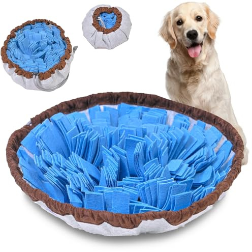 1PCS Large Snuffle Mat for Puppies, Snuffle Mat for Dogs, Interactive Dog Snuffle Mat for Indoor and Outdoor Use, Slow Feeding Training Mat for Dogs (Blue)