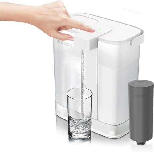 PHILIPS 12 Cup Water Filter Pitcher with Pro Filter - ADD5912, Rechargeable Water Dispenser, Water Purifier Filter for Fridge Door, 1 Pro Filter for 6 Months/180 Gallons, Reduces Lead & 57 impurities
