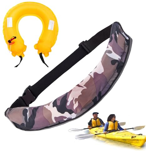 Kustimantu Cinturón salvavidas inflable – Juego de cinturón de alianza | Equipo de supervivencia compacto con silbato de señalización y reflector para deportes de pesca, paddle boarding al aire libre