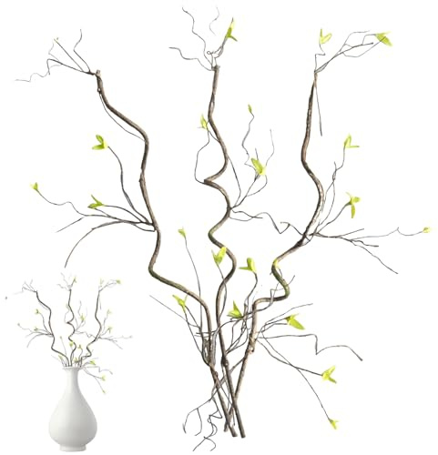 Licsaliwe Ramitas realistas para jarrones, Ramas Flexibles de Resina de 3 Piezas para arreglos Florales, decoración del hogar de Navidad/35.4 Pulgadas