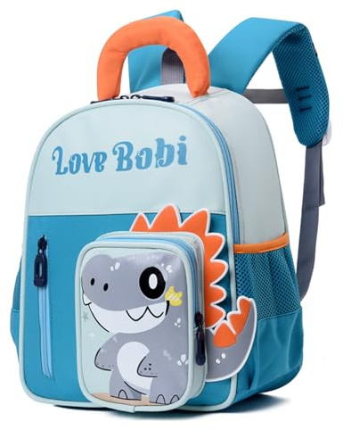 PROTAURI Sac à Dos Maternelle pour Garçons, Cartable Maternelle Rétro-réfléchissant avec Sangle Thoracique et Dessin Animé Animal, pour 2-6 Ans, Design Dinosaure Bleu