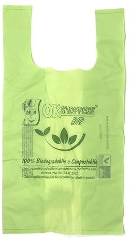 SGWEB Professional 450 Buste Spesa Biodegradabili Compostabili Kimicart 12kg Misura 30x60 Shopper Verdi Extra Resistenti Sacchetti per Alimenti e Rifiuti Organici Misura Maxi con Manico