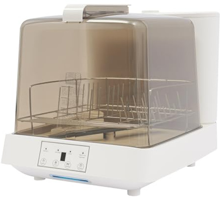 Kompakt diskmaskin för bord, 800 W effekt, 360° spolning, beröringskontroll, 30 minuters torkning, 8 l förbrukning, fristående, EU-standard, vit brun
