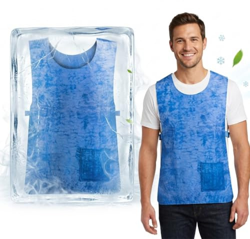Gilet Refroidissement Anti-Chaleur en Tissu PVA, Gilet RafraîChissant pour Homme et Femme Contre la Chaleur, RéGlable Avec Fermeture, VêTements RéFrigéRéS pour Sports de Plein Air et Travail D’éTé