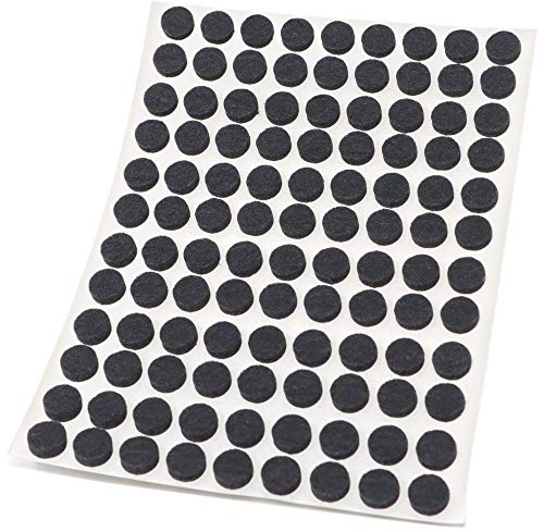 Adsamm® / 108 x deslizantes de Fieltro autoadhesivos/Negro/ø 10 mm/Redondo/Deslizantes de Fieltro para Muebles de 3,5 mm de Grosor/Deslizantes para Muebles y Suelos