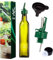 Poura Set de Botella Dispensadora de Aceite de Oliva y Vinagre 500ml, Botella de Cristal para Vinagres y Aceites con Rociador CLICKSEAL, Kit Accesorios de Cocina, Inc. Embudo en Silicona