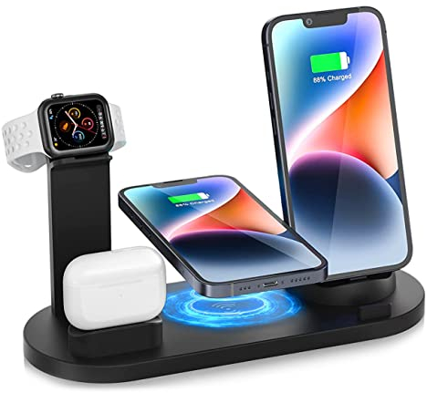 Charging Station, 3 in 1 Wireless Charging Station for Multiple Devices, Phone and Watch Charger Stand Multi Charger Station for Iphone, iWatch, Airpod, for Samsung Phone