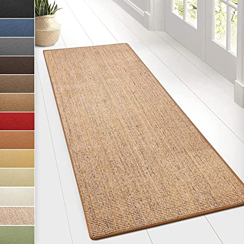 KARAT Sisal Teppich - Teppichläufer 80 cm breit - Naturfaser Läufer - Teppich für Wohnzimmer, Flur, Schlafzimmer - Sisalteppich Sylt (80 x 300 cm, Kork)