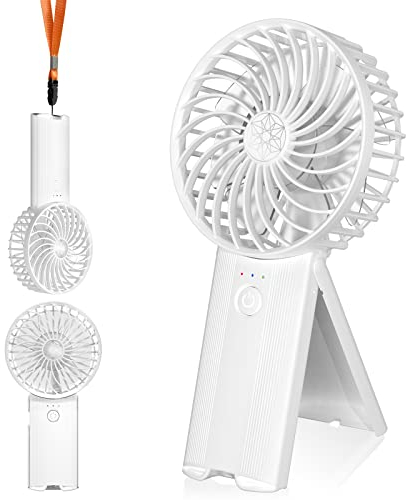 Refluxe Ventilateur portatif portable avec 4 vitesses réglables, mini ventilateur rechargeable USB avec batterie et miroir de courtoisie pour femmes, hommes, utilisation intérieure ou extérieure