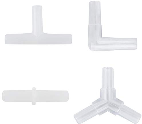 Pawfly 40 Piece Aquarium Air Line Connectors 4 Types of Plastic Tubing Connectors for 4-6 mm Hose White Aquarium Airline Fittings for Fish Tank Pond Air Pump Pipe Airline