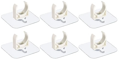 uxcell PVC Water Pipe Clamp Clips, 6pcs Fit for 25mm(1) OD Tubing Hose Hanger Support U-Shaped Pipe Clips with Adhesive for Water Pipe, Gas Tubing