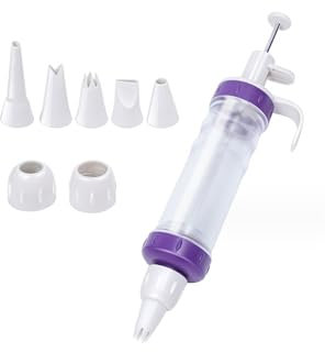 VEDA Ensemble seringues décoration dessert, distributeur glaçage, injecteur remplissage cupcakes, 7 douilles glaçage, kit douilles seringue à dessert décoration gâteaux 130E