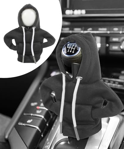 Flaconi Funda Palanca Cambio de Marchas,Shift Knob Hoodie,Sudadera Marchas Coche,Funda De Cubierta De Palanca De Cambios,para vehículos manuales y automáticos como automóviles,camiones y SUV(Negro)