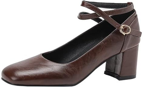 HSyc JRX Decolleté da donna con tacco a blocco e tacco da 5 cm, marrone, 39.5 EU