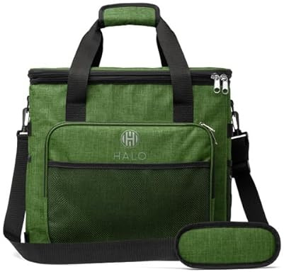 Halo 28L Hybrid Cooler & Warmer Bag | Electric Travel Cooler, Collapsible for Easy Storage, Keep Drinks Cold & Food Warm, Ice Free Cooling, Includes Shoulder Strap, DC Power Cord & AC Adapter — Green