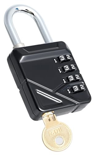 Romon Combinacion, Candado Taquilla, 4 Dígitos Candado Taquilla, Aleación De Zinc, Impermeable Y Resistente A La Oxidación, Con Candado De Llave,Para Garajes,Patios,Puertas,Vallas,Taquillas - Negro