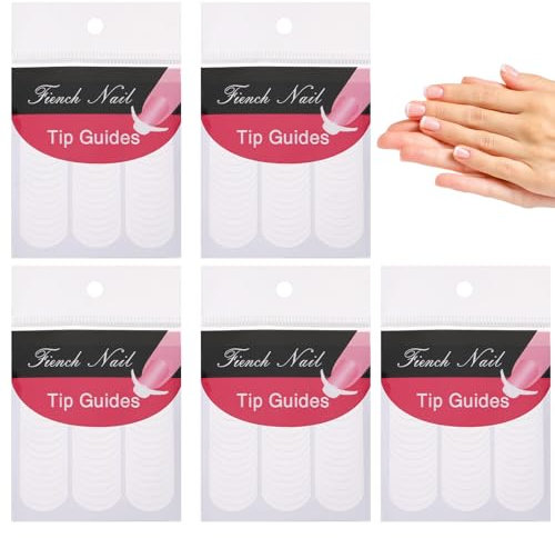 Prasacco 5 fogli 240 pezzi French Nails stencil bianco French nail stickers unghie stencil adesivi adesivi unghie adesivi adesivi per unghie arte decorazioni per manicure decorazione strumenti fai da