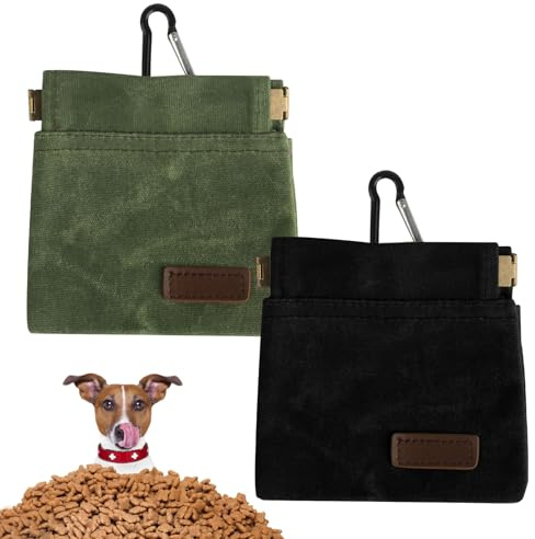 2 Pcs Sac Friandise pour Chien, Sac à Friandises pour Chien, Pochette Friandise Chiens, Sacoche Friandises pour Chiens à Fermeture Automatique, Sac de Dressage pour Canine Extérieur(2 Couleurs)