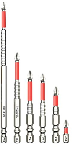 Punte magnetiche per trapano | Set di 6 per avvitatore elettrico – Attacco esagonale antiscivolo per trapano, cacciavite per lavori di costruzione, installazione sanitaria, lavorazione in metallo