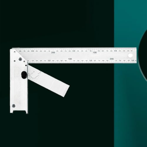 Righello angolare multifunzione, in lega di alluminio, angolo di 90°, ispessito, adatto per progetti di costruzione e lavorazione del legno (300 mm)