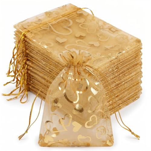 SWYZOR 60 Pezzi Sacchetti Per Gioielli In Organza, 7 X 9 Cm, Sacchetti Regalo In Organza, Sacchetti Organza, Perfetti Per Matrimoni, Natale, Bomboniere, Compleanni, Gioielli, Regali, Caramelle