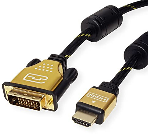 ROLINE 11.04.5893 5m HDMI DVI adattatore cavo video - Adattatori per cavo video, 5 m, HDMI, DVI, Maschio, Maschio, Oro
