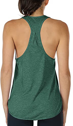 icyzone Yoga Sport Tank Top Damen Racerback Lauftop Fitness Running Shirt Oberteile (XL, Army)