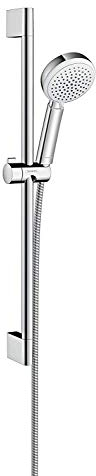 Hansgrohe 26754400 Conjunto de Barra de Ducha con alcachofa y Flexo, Blanco y Cromo