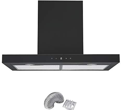 Cookology Designer Box Cooker Hood, Touch Control T Shaped Kitchen Extractor Fan & Ducting Kit (70cm, Black)