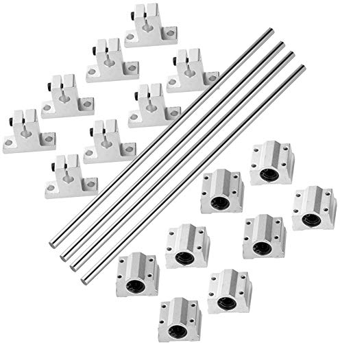 S SIENOC 350mm Linearwelle Ø8mm Linearführung Horizontale Präzisionswelle Linearlager+V-Halterung+Kugellager (Typ-5, 4Set, 350mm)