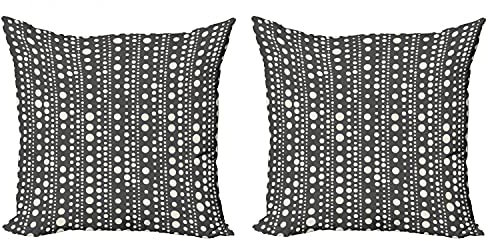 ABAKUHAUS Geometrisch Kissenbezug Set (2Stück), Oval Ringe Mosaic Jahrgang, doppelseitiges Digitaldruckdekor mit Reißverschluss, 60 cm, grau-Creme