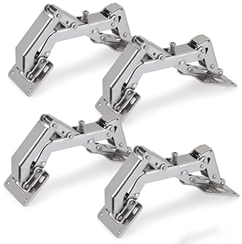 Aufschraubscharnier mit Feder 170° Küche Schrank Türscharniere große Winkeltür-Scharniereen, Eckanschlag Topfscharnier Automatikscharnier, 4 Stücke, Verbesserte Version mit Pufferdämpfung