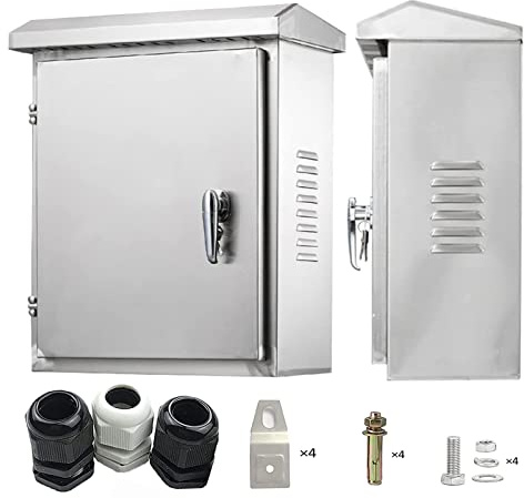 AXOTEN 304 Outdoor Stainless Steel Electrical Box Enclosure 60X50X18CM, Weatherproof Nema Enclosure Box, Wall-mounted Project Boxes for Electronics with Insulation Mounting Plate