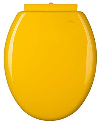 KANNORE Toilettensitz, WC-Sitze mit Absenkautomatik, mit Schnellverschluss, verstellbaren Scharnieren, Toilettendeckel mit Befestigung Oben/unten, antibakterielles PP-Material, Gelb-O-Typ