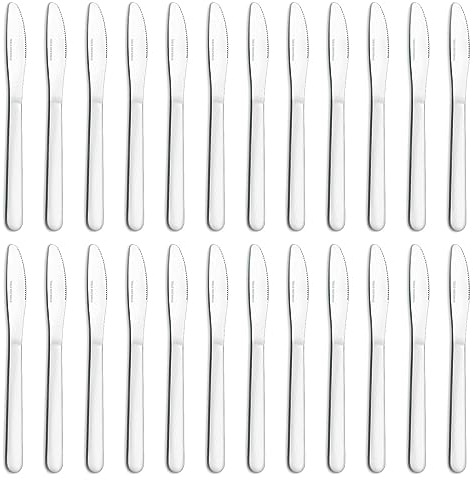 Funnydin 24 Pieces Dinner Knives Set, 8.1 Inches Table Knives Set, Durable Butter Knife, Food Grade Stainless Steel Dinner Knife, Cost-effective Silverware Set - Mirror Polished, Dishwasher Safe